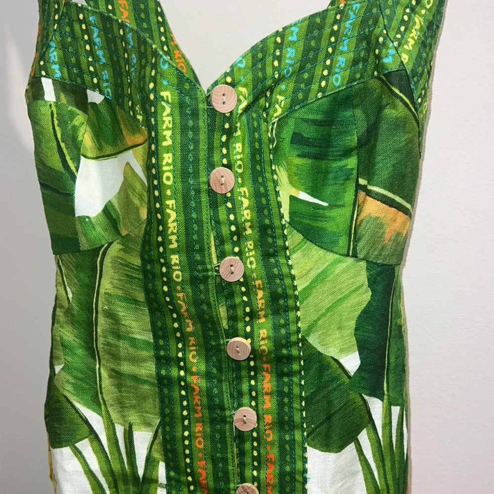 New Farm Rio Fresh Forest Scarf Sweetheart-Neck Minidress S - Picture 5 of 6